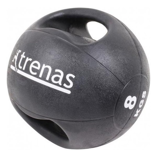 Trenas Medicijnbal - Medicine bal met dubbele handgrepen - Medicine bal Dual Grip - 8 kg - Zwart - (Professioneel gebruik)