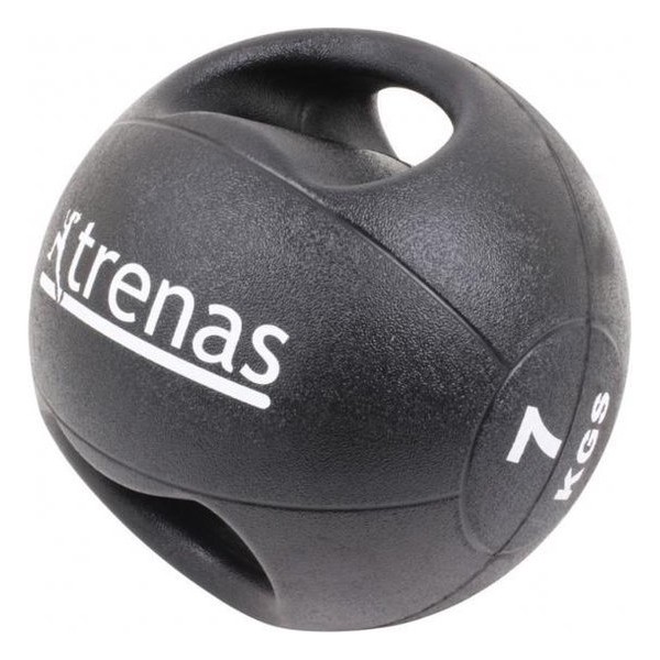 Trenas Medicijnbal - Medicine bal met dubbele handgrepen - Medicine bal Dual Grip - 7 kg - Zwart - (Professioneel gebruik)