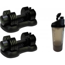 Tunturi - Fitnesset - Gewichten - Verstelbare Dumbell - 2 stuks - 12,5 kg - 25 kg - Shakebeker - 600 ml