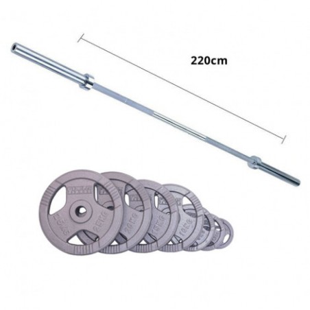 Olympische Halterset 75 kg - Focus Fitness Hamerton - 220 cm - 50 mm - Gietijzer