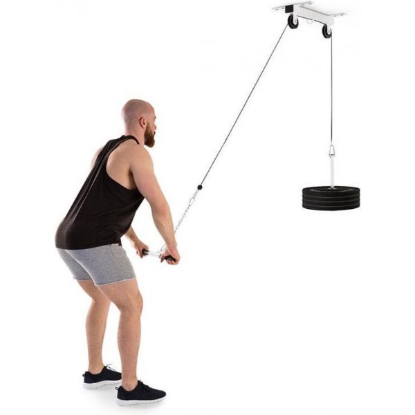 Hangman trekapparaat plafondmontage , 2 m trekkabel , 35cm tricepstang , tot 150 kg