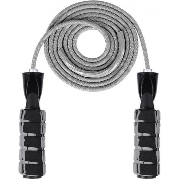 Springtouw – Grijs/Zwart – 250 cm – Soft Grip Foam – Fitness – Jump Rope