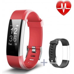 Activity Tracker met Hartslagmeter- Model Maat Pols 14 cm tot 19 cm - Rood