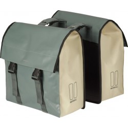 Dubbele fietstas Basil Urban Load 48-53 liter 41 x 18 x 46 cm - groen met wit reflective