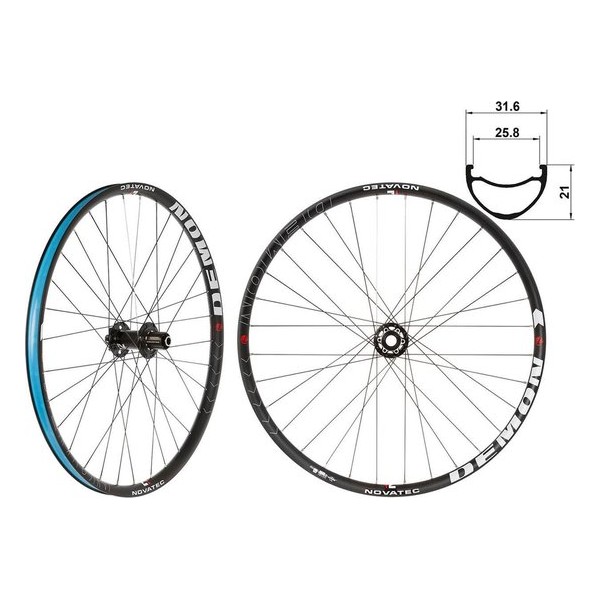 Novatec Wielset Mtb Demon 650b 27.5" Schijfrem Aluminium 32g Zwart