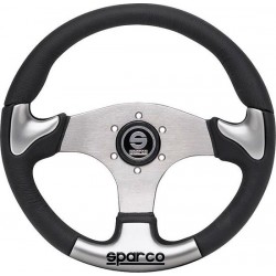 Sparco Universeel Sportstuur 'P222' - Zwart/Grijs/Aluminium - Diameter 345mm