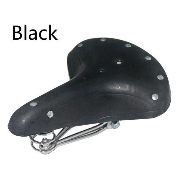 Baymate Vintage Lederen Fietszadel Seat Comfortabele Rijden Kussens Fietszadel Fietsonderdelen Vervanging Black