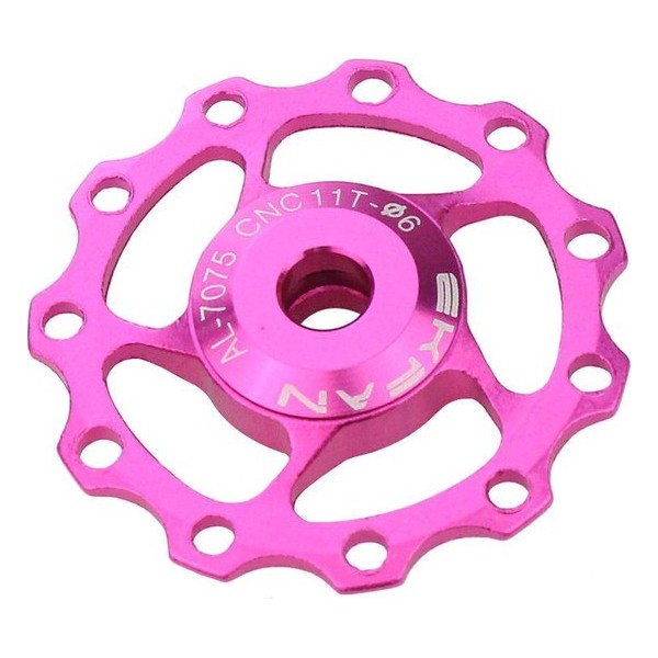 CNC Aluminium derailleurwieltje met kogellager - T11 - 7075 Alu - 1 stuk - Roze