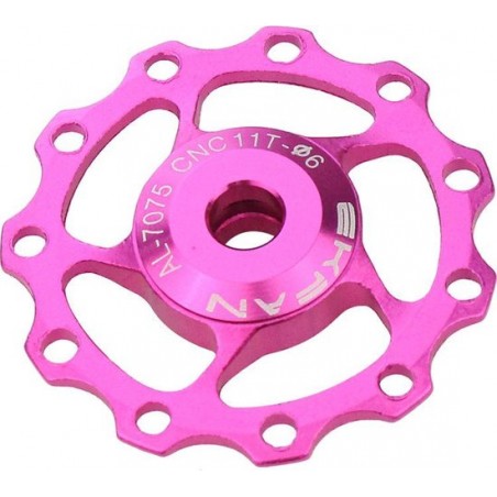 CNC Aluminium derailleurwieltje met kogellager - T11 - 7075 Alu - 1 stuk - Roze