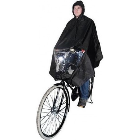 Poncho Regenponcho - Fietsponcho Fiets - Koplampproof Transparant - One Size - Unisex Zwart - Sport-Plein