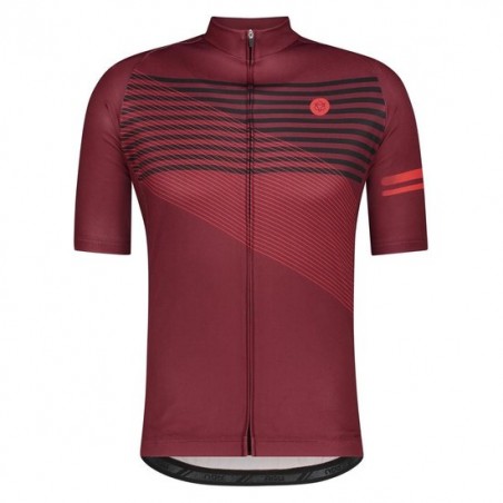 AGU Striped Essential Fietsshirt Heren - Rood - Maat L