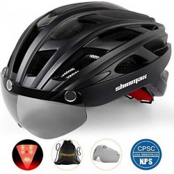 Fietshelm met afneembaar vizier en verlichting | wielren helm | racefiets helmen | Mountainbike | MTB | Achterlicht | Bril