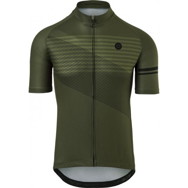 AGU Striped Fietsshirt Essential Heren - Groen - L