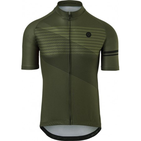 AGU Striped Fietsshirt Essential Heren - Groen - L