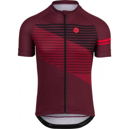 AGU Essential Striped Fietsshirt Heren - Rood - Maat XXL