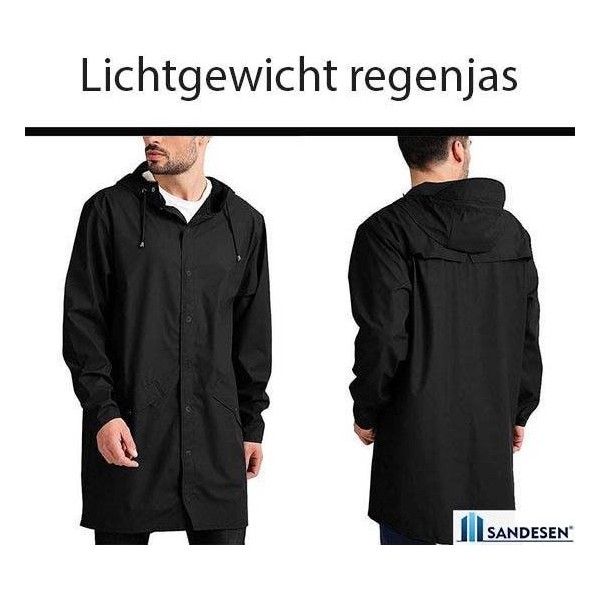 Sandesen® Unisex Regenjas Zwart Maat M