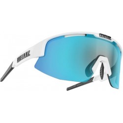 BLIZ - Matrix - Shiny White Frame // Smoke With Blue Multi Lens