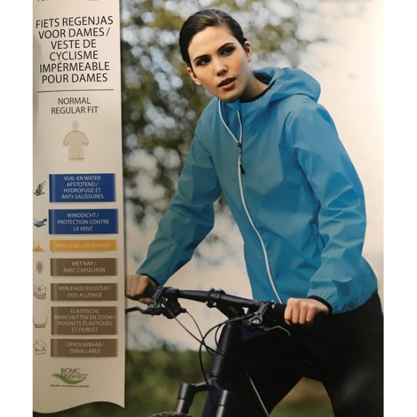 Dames Fiets Regenjas - Blauw - Maat M