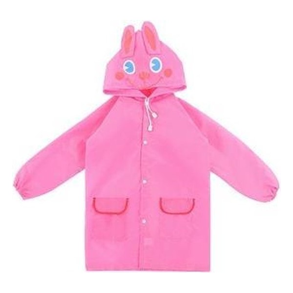 Poncho Regenponcho - Kinder Regenjas - Kinderjas - 3-6 jaar - Regenjas - One Size - Roze Konijn