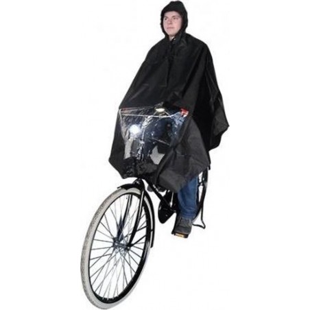 Poncho Regenponcho - Fietsponcho Fiets - Koplampproof Transparant - One Size - Unisex Zwart