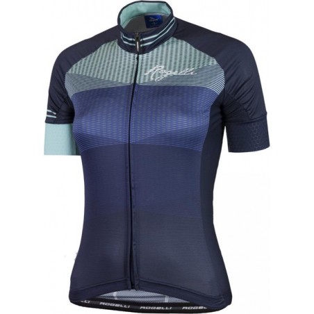 Rogelli Stelle dames fietsshirt korte mouwen - blauw/turquoise Maat XS