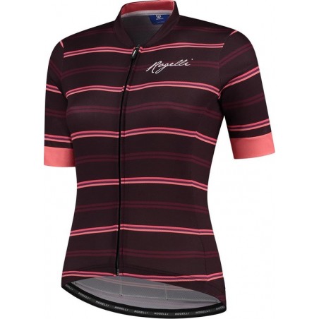 Rogelli Ds Wielershirt KM Stripe Bordeaux/Coral L