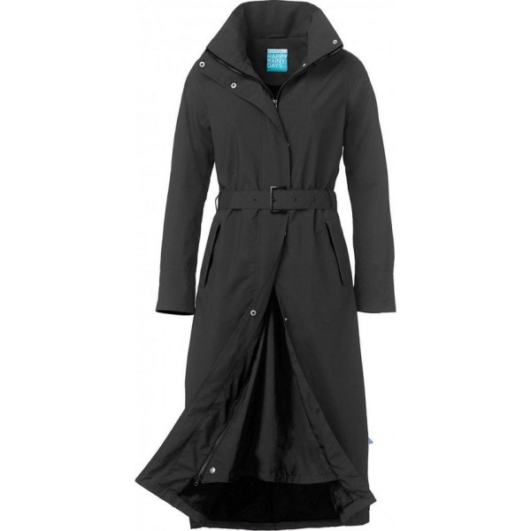 Zwarte lange regenjas (Long Raincoat) Bowie van Happy Rainy Days M