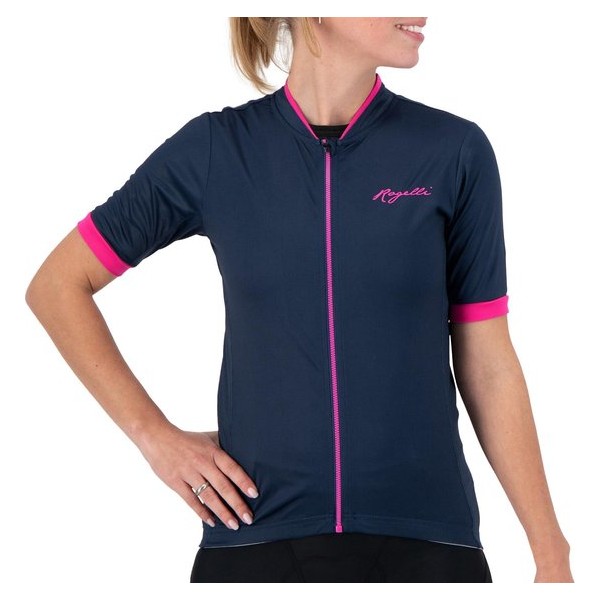 Rogelli Essential Korte Mouwen - Blauw/Roze - Vrouwen - Maat M