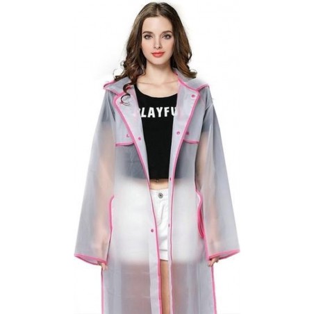 Roze Regenjas maat M  - Regenjas dames – Regenjassen – Waterdicht – Transparant - Poncho