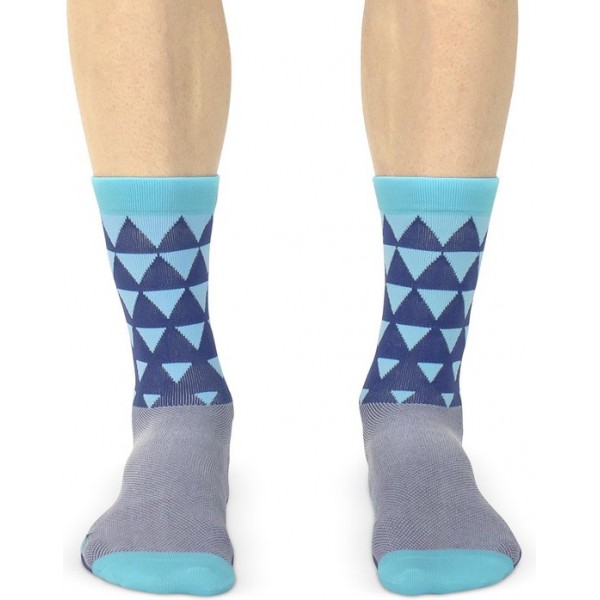 Vrolijke Wielrensokken - Fietssokken - Geometrische print - Blauw - Maat 39-45