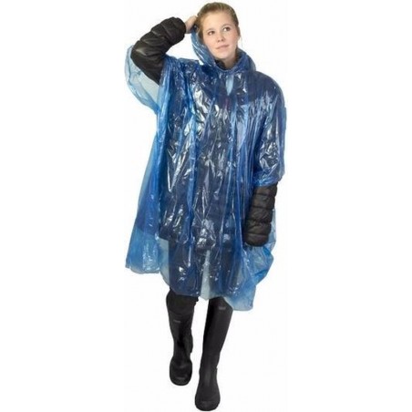 Wegwerp regenponcho blauw - wegwerpponcho