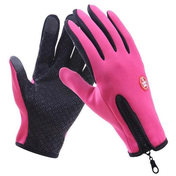 Fietshandschoenen  winter met extra grip en touchscreen gevoelig roze maat M Sandesen®