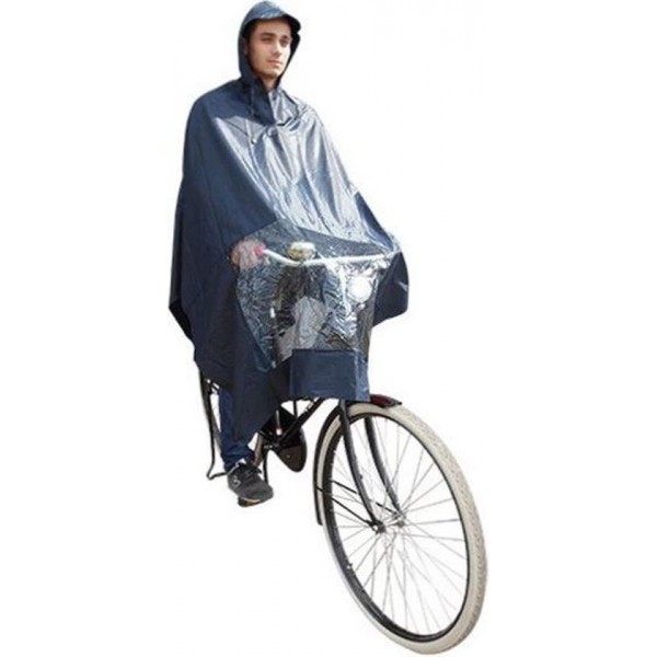 Hooodie Fietsponcho Koplampproof Transparant Unisex - Marine Blauw - One Size