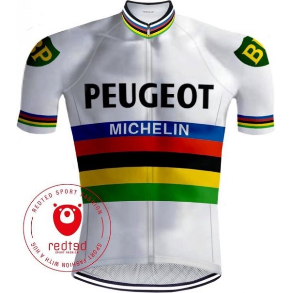 Retro Wielershirt Peugeot Regenboog - REDTED(M)