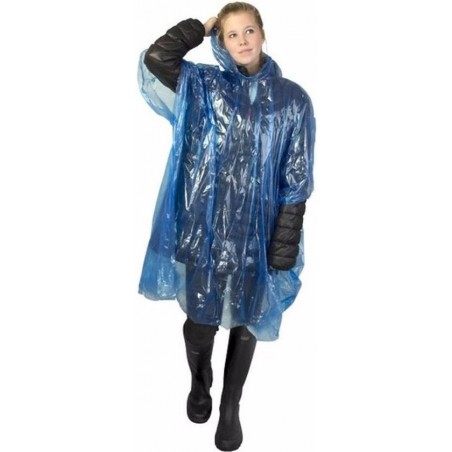 3x wegwerp regenponcho blauw - poncho