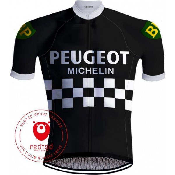 Retro Wielershirt Peugeot Zwart-Wit - REDTED(M)