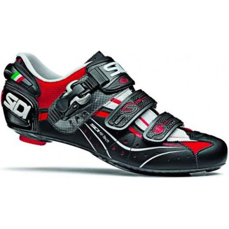 Sidi Genius 6.6 - Fietsschoenen - Carbon - Rood/Zwart/Wit - Maat 47