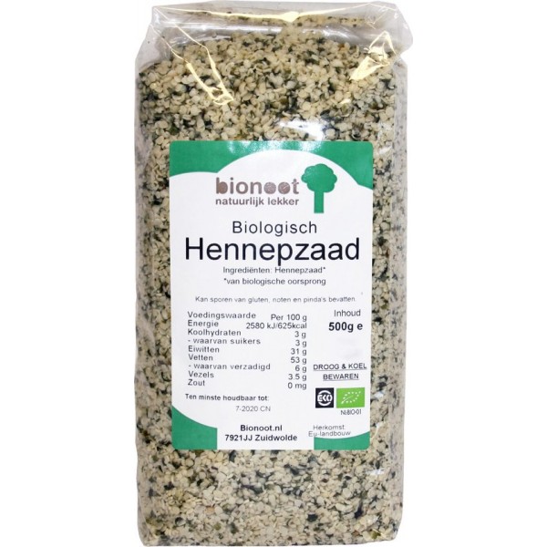 Bionoot Biologische Hennepzaad gepeld - 500 gram