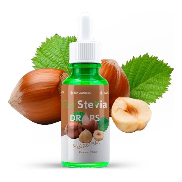 Stevia Drops Hazelnoot 50ml - PureStevia - Stevia druppels - Flavor drops - Hazelnoot - Lekker Verfrissend !