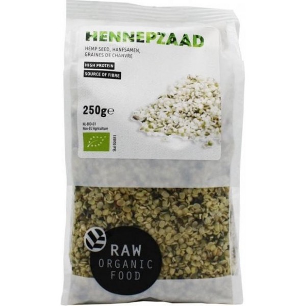 RAW Organic Food Biologische Hennepzaad (Doos van 8 verpakkingen van 250 gram)