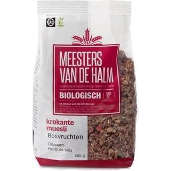 Krokante muesli bosvruchten Meesters Van De Halm - Zak 500 gram - Biologisch