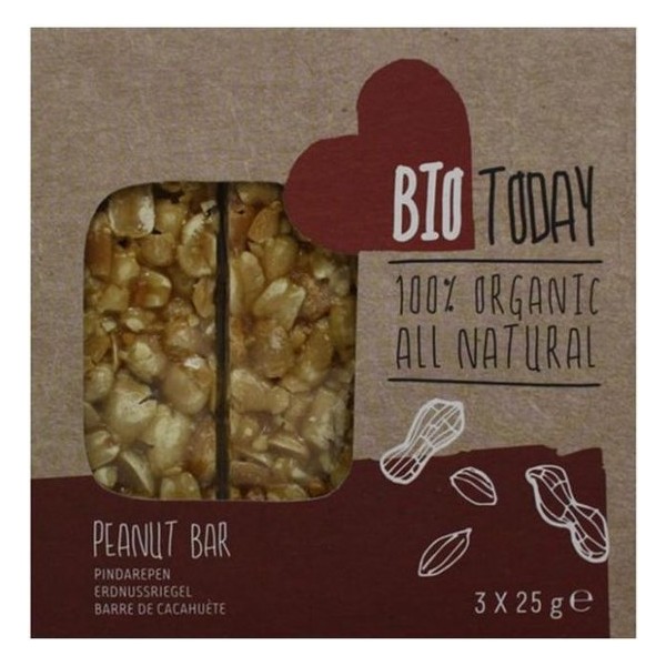 BioToday Biologische Pinda repen krokant (Doos van 15 verpakkingen van 3x25 gram)